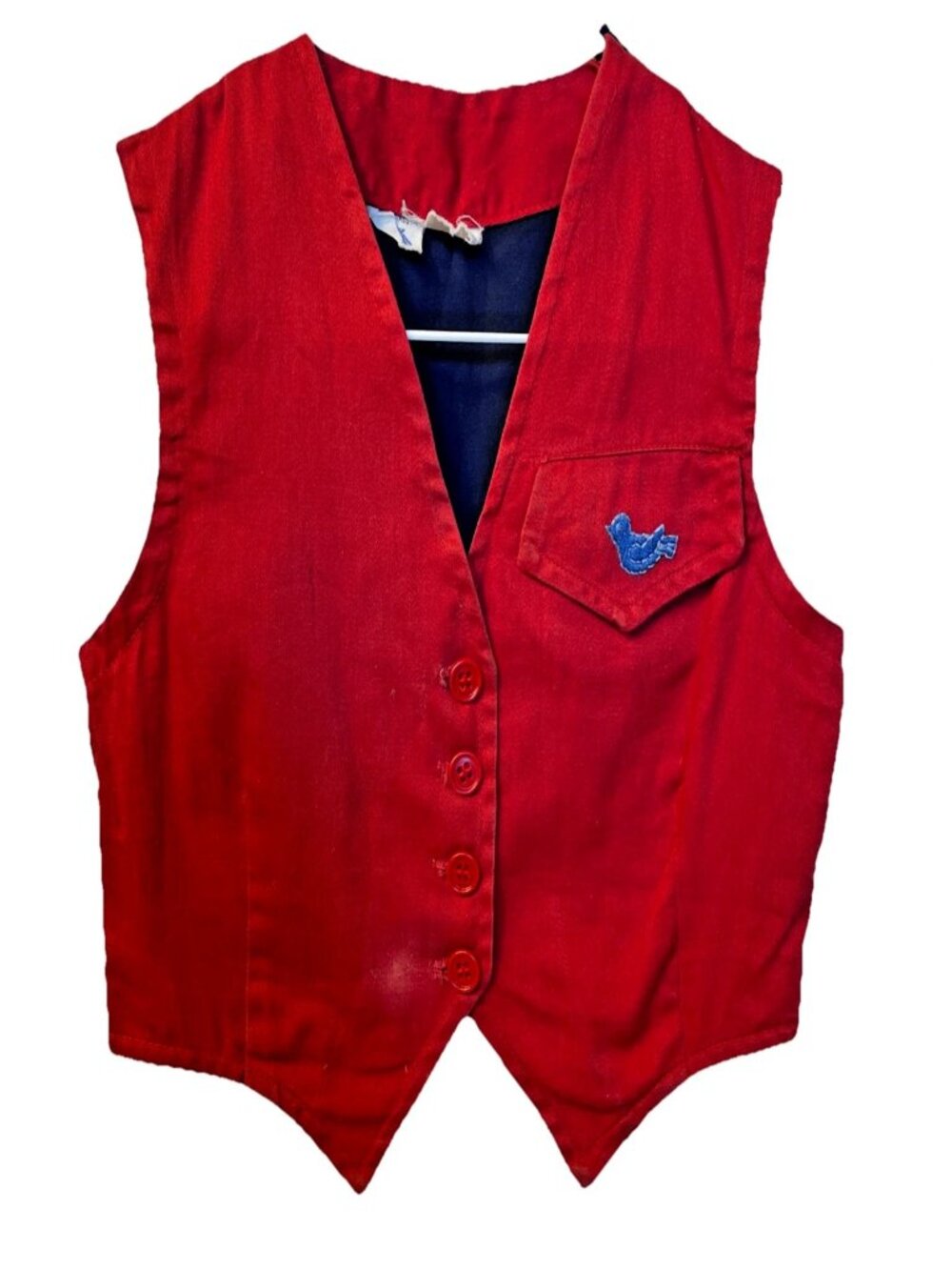 Vintage Campfire Girls Bluebird Red Uniform Vest Kids Size Button Front Patch